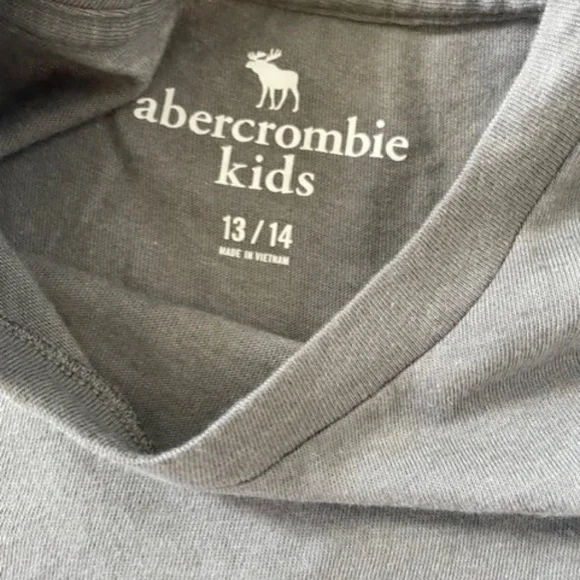 BOYS ABERCROMBIE KIDS LONG SLEEVE ICON CREW TEE T-SHIRTS GRAY Sz  13 / 14 EUC - Picture 3 of 4